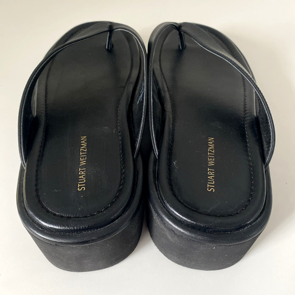 Stuart Weitzman Contempo Thong Toe Flatform Sandal Platform Wedge Black 9.5 - Picture 7 of 11